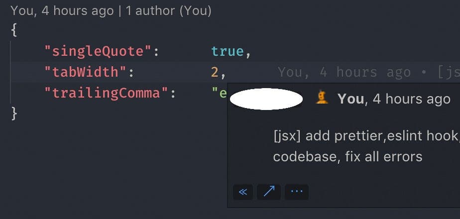 Gitlens showing changes to a line within a file